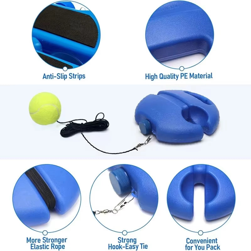 Heavy Duty Tennis Training Aids Base with Elastic Rope Ball Practice Self-Duty Rebound Tennis Trainer Partner Sparring Device