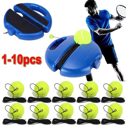 Heavy Duty Tennis Training Aids Base with Elastic Rope Ball Practice Self-Duty Rebound Tennis Trainer Partner Sparring Device